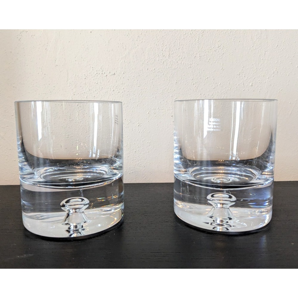 Set of 2 Krosno Crate and Barrel Direction Candle Holders Large Bubble Glass